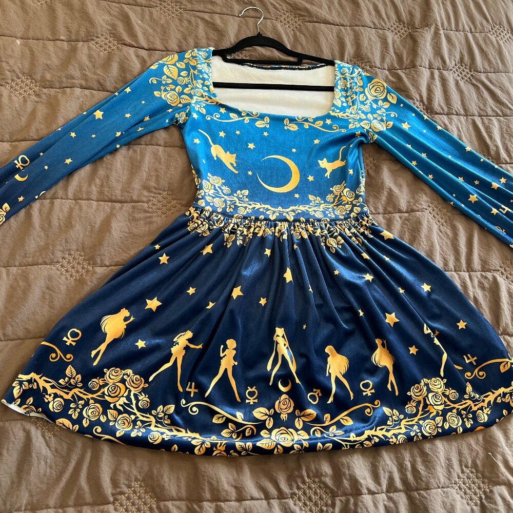 BLACKMILK SAILOR GUARDIANS STARS VELVET SQUARED UP BISHOP DRESS - S